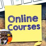 A yellow sticky note with "Online Courses" written on it, next to a keyboard with the "Ctrl" key visible. The note is partially covering an image of two construction workers. This suggests an online white card course for construction safety.
